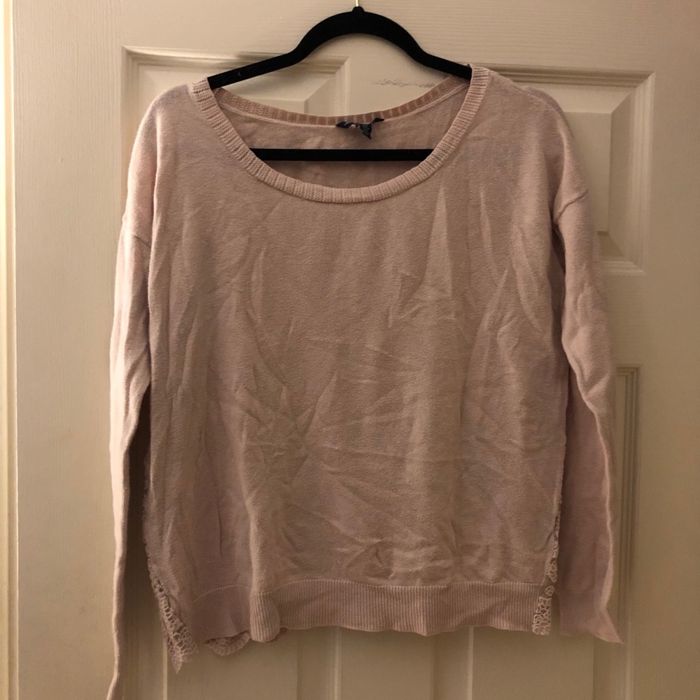 Lace backed baby pink sweater